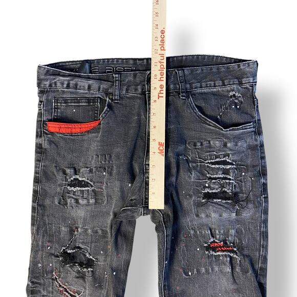 Smoke Rise Slim Fit Paint Splatter Acid Wash Distressed Jeans Men’s Size 34 - Picture 4 of 9